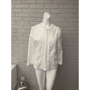 BCBG MaxAzria Women White Pleaded Long Sleeve Blazer Size L